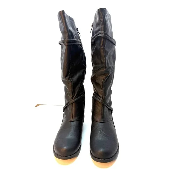 Journee Collection Women's Bite Wide Calf Knee High Buckle Boots 7.5 Black NWT - Picture 3 of 7